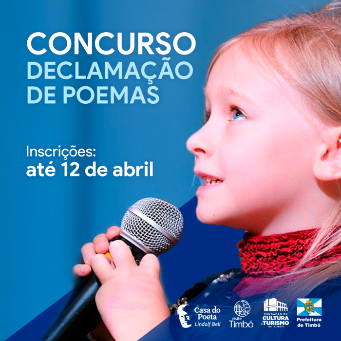 Inscrições abertas para Concurso de Declamação de Poemas de Timbó