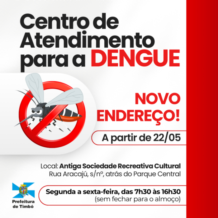 Centro de Atendimento à Dengue de Timbó passará a atender na antiga Sociedade Cultural