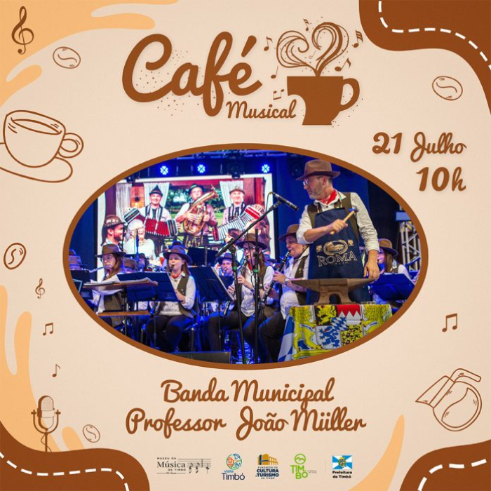 Café Musical com Banda Municipal Professor João Müller é dia 21 de julho