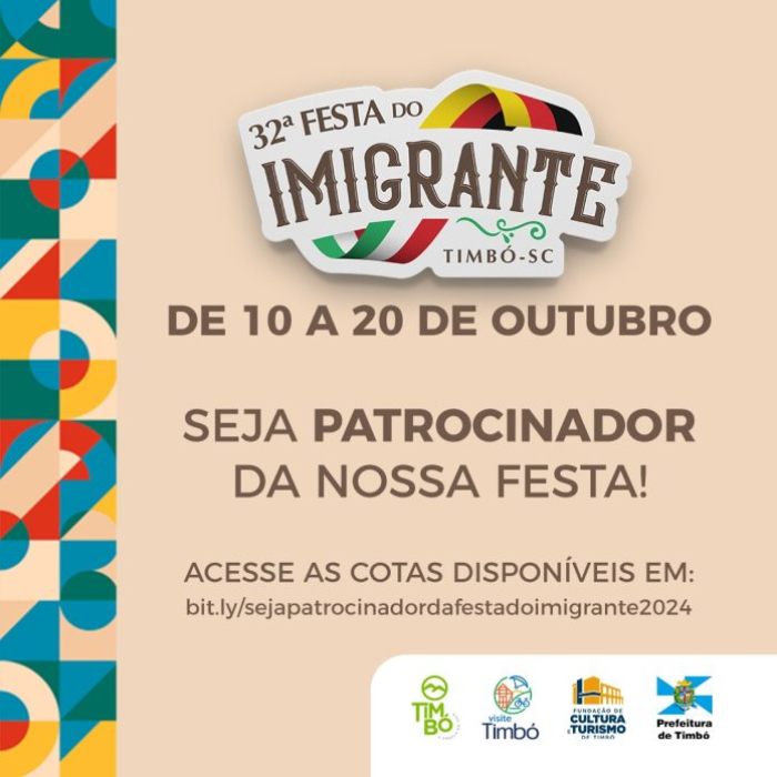 Aberto chamamento para patrocínio da 32ª Festa do Imigrante