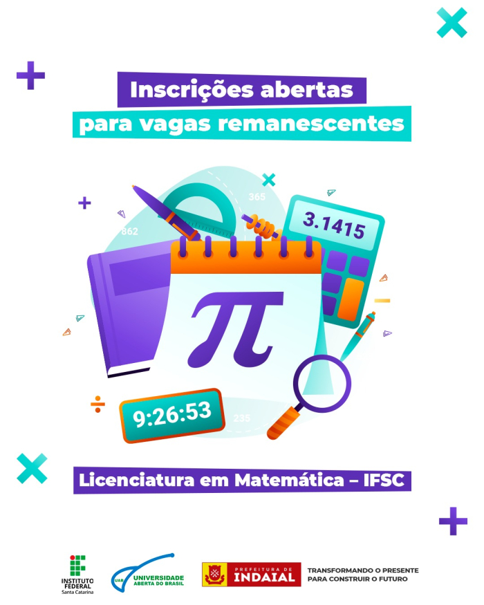 Inscrições abertas para Licenciatura em Matemática EAD pelo IFSC através do Polo UAB de Indaial