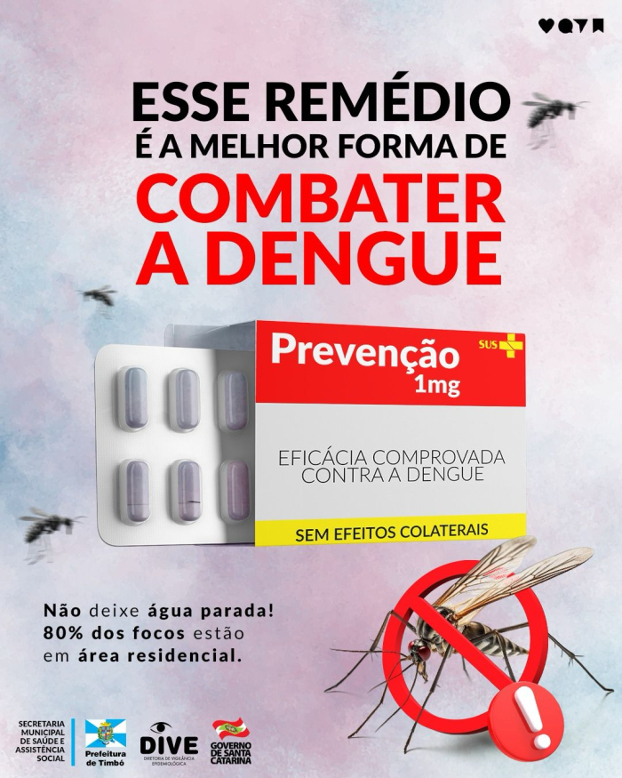 Timbó confirma dois casos de dengue e reforça a importância do combate ao mosquito Aedes aegypti