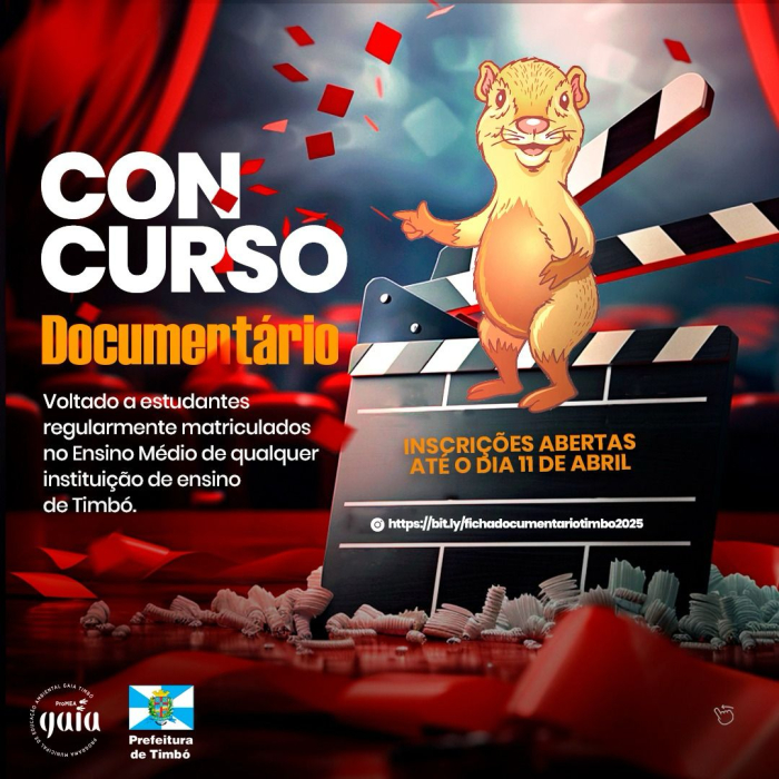 🎬✨ Vem aí o III Concurso de Documentários de Timbó! 🎥🌍