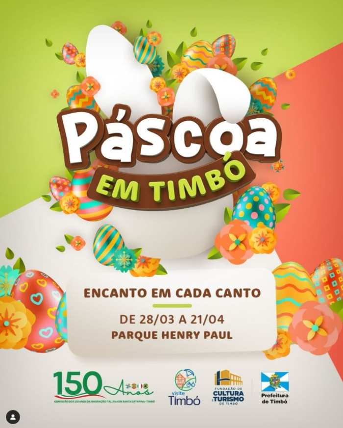 Páscoa em Timbó 2025: Uma Celebração para Toda a Família abre nessa sexta-feira