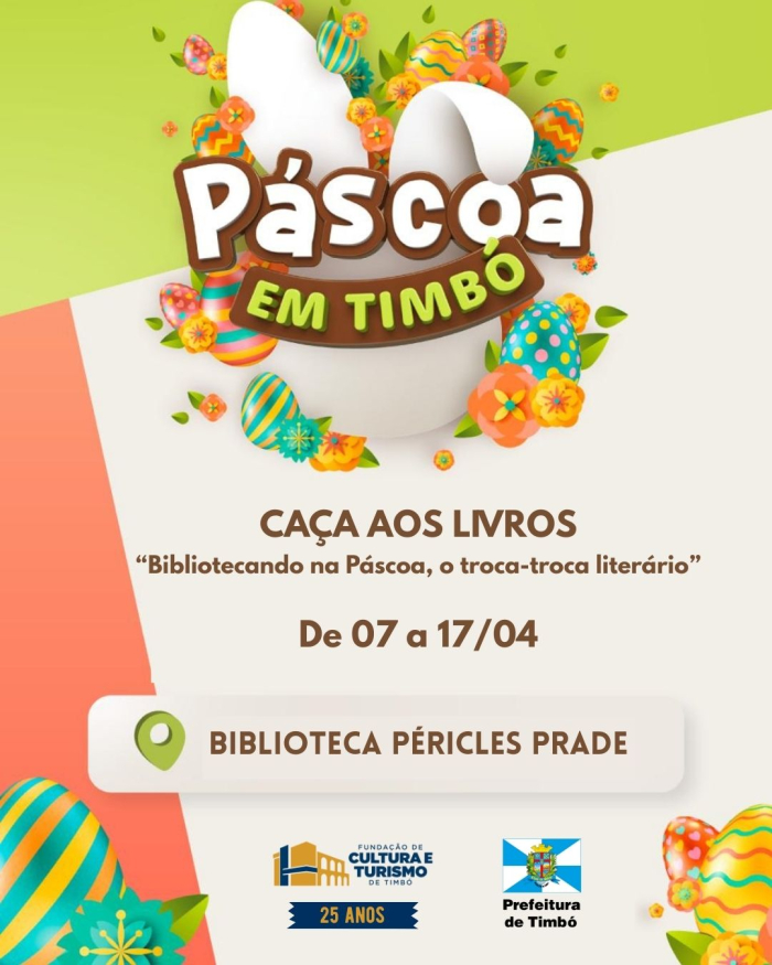 Começou hoje, segunda-feira, 07 de abril, a tradicional Caça aos Livros na Biblioteca Pública Municipal Professor Péricles Prade.