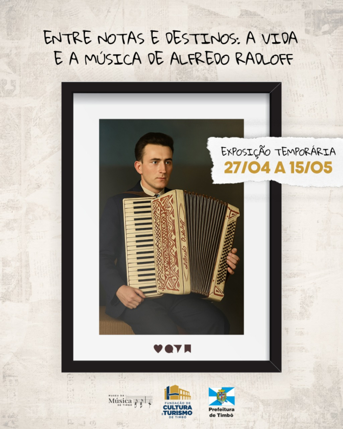Museu da Música de Timbó homenageia legado do músico Alfredo Radloff com exposição temporária