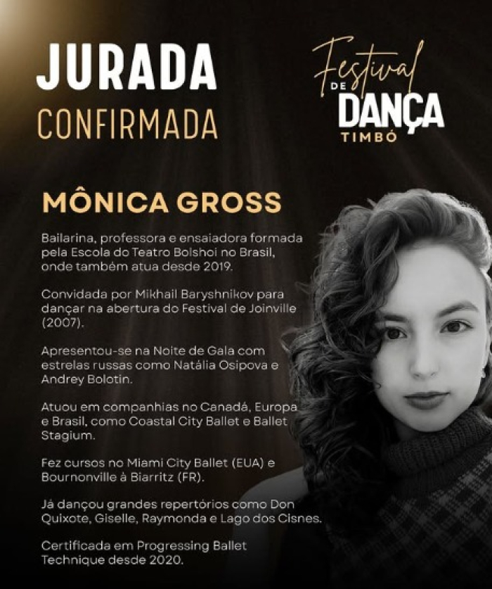 Festival de Dança de Timbó confirma jurada internacional para sua 23ª edição