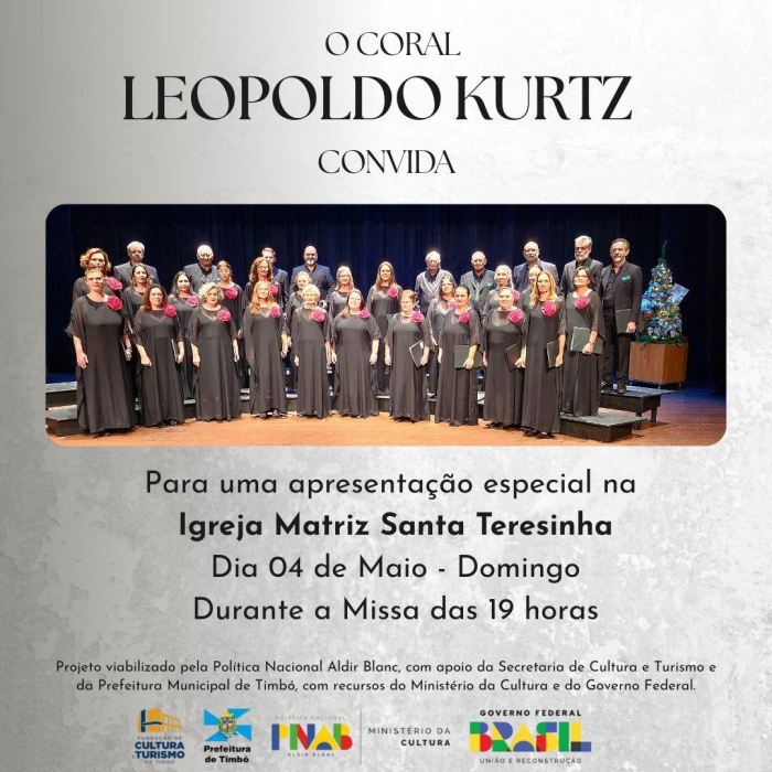 Coral Leopoldo Kurtz realiza contrapartida do projeto Aldir Blanc com apresentação especial na Igreja Matriz Santa Teresinha