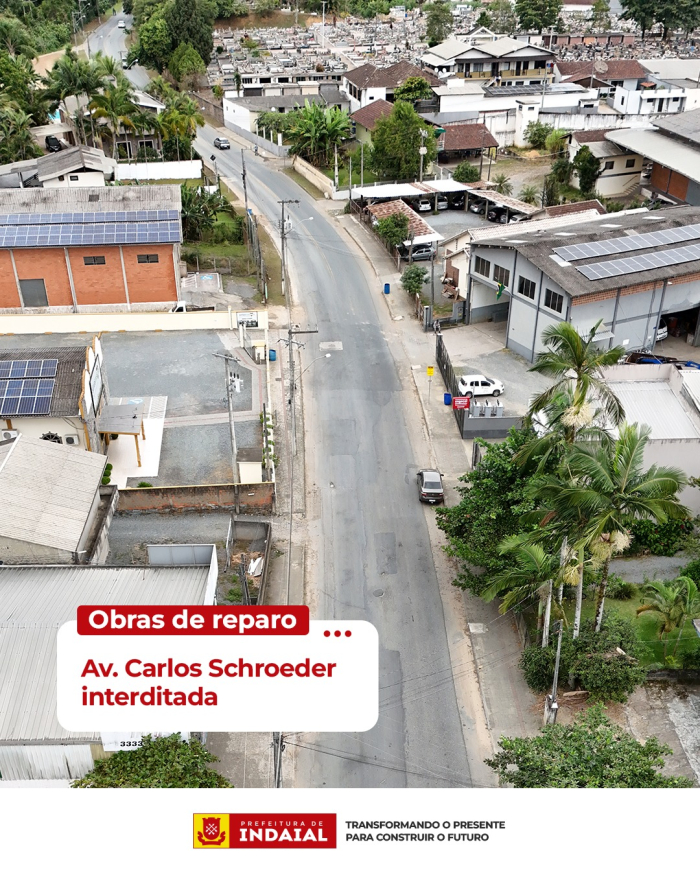 Avenida Carlos Schroeder será interditada a partir do dia 13 para obras da CASAN