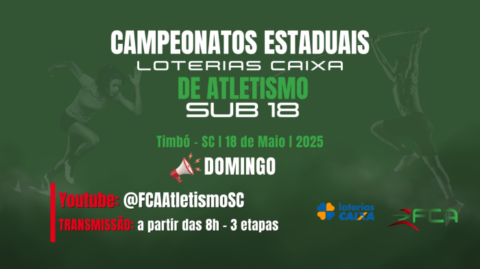 Timbó sedia Campeonato Estadual Sub-18 de Atletismo neste final de semana