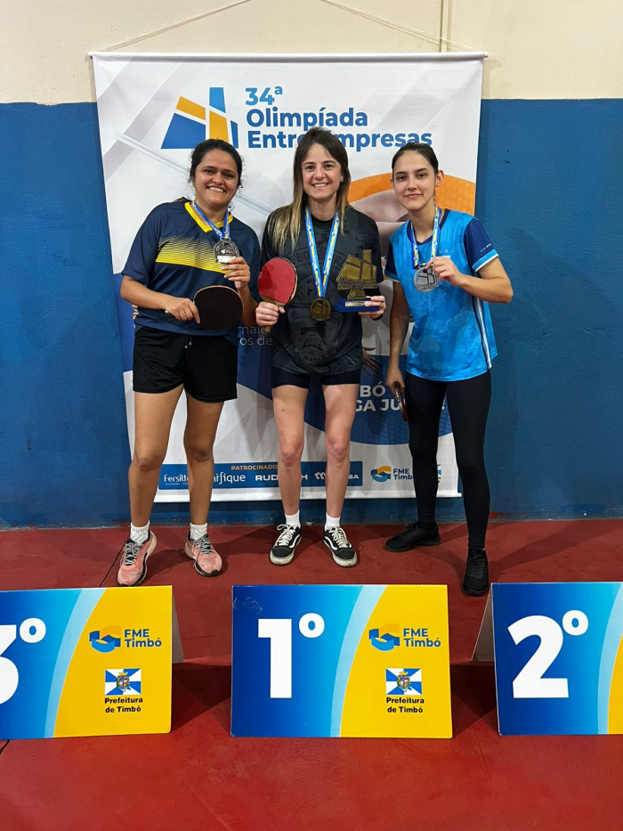 Confira a Classificação Final do Tênis de Mesa Feminino nas Olimpíadas entre Empresas de Timbó.