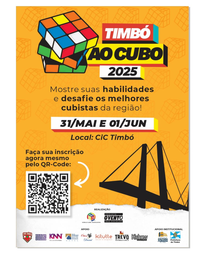 Timbó recebe campeonato oficial de cubo mágico neste final de semana