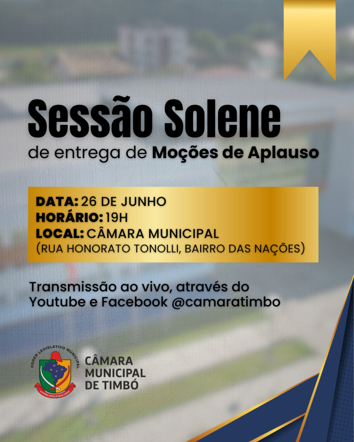 Sessão Solene para entrega de Moções de Aplauso acontece na próxima semana