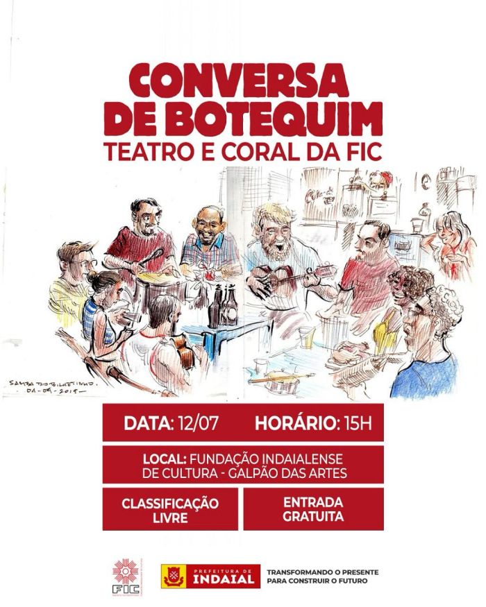 Espetáculo “Conversa de Botequim” une teatro e coral em apresentação na Fundação de Cultura de Indaial