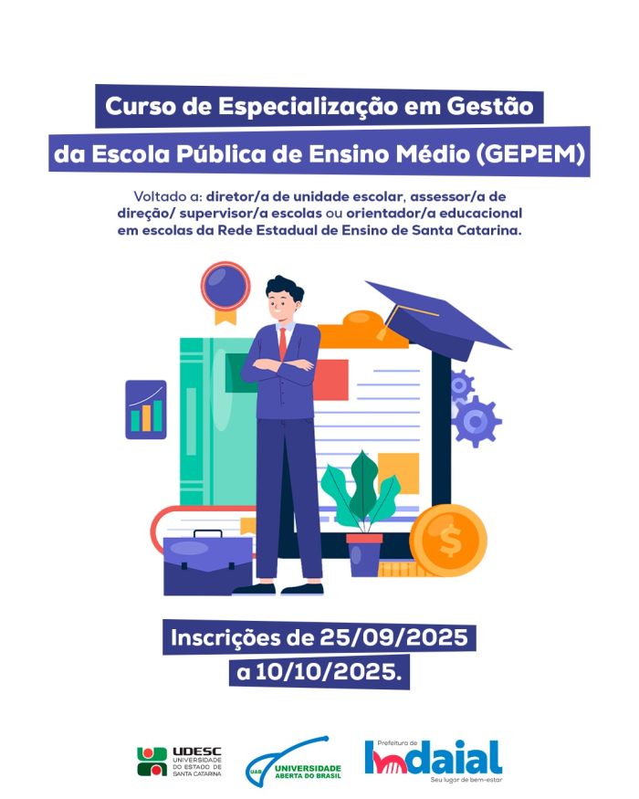 UDESC abre inscrições para curso gratuito de Especialização em Gestão da Escola Pública de Ensino Médio no Polo de Indaial