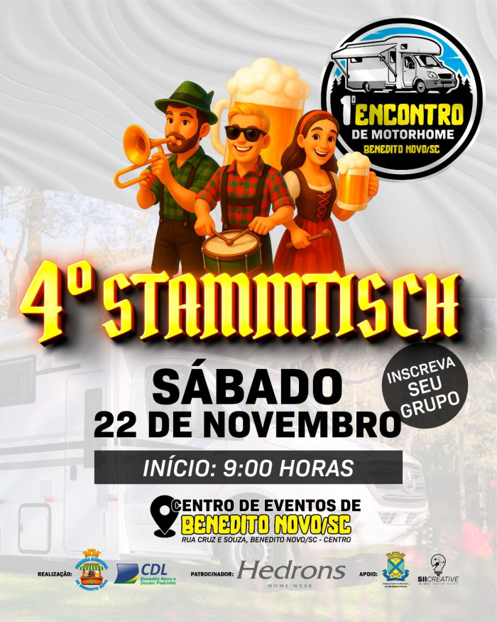 Benedito Novo realiza o IV Stammtisch dia 22 de novembro