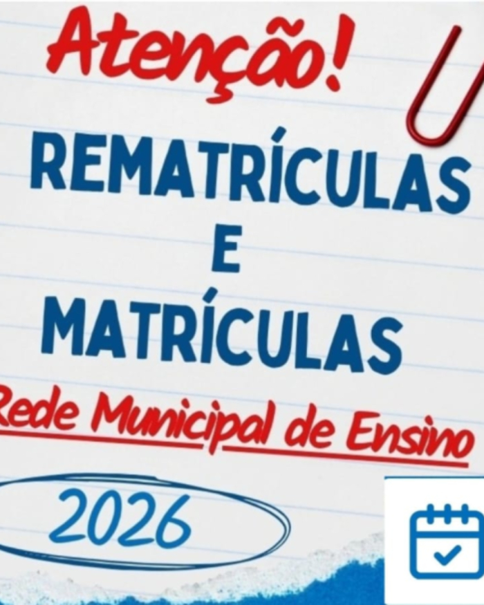 Secretaria de Educação de Benedito Novo anuncia abertura das rematrículas para o Ano Letivo de 2026