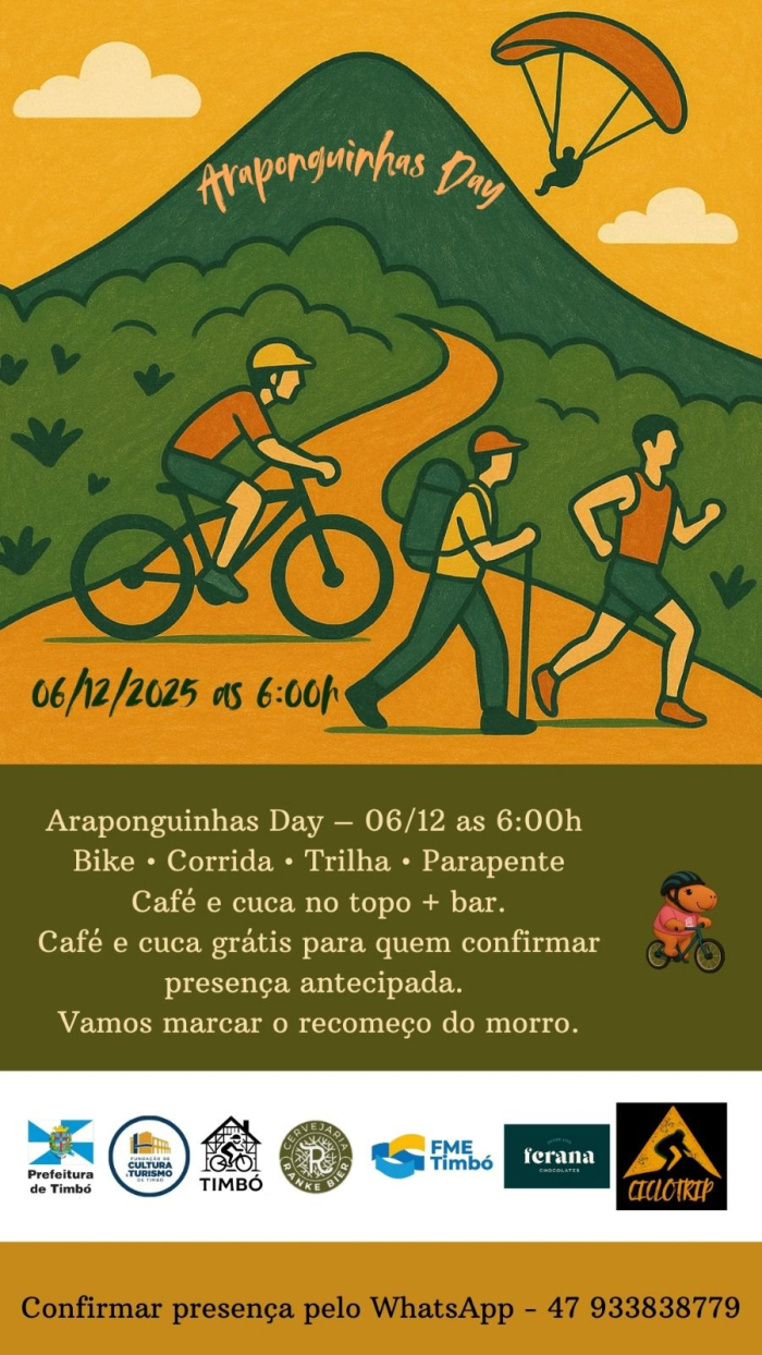 Evento gratuito de Cicloturismo marca retomada das atividades no Morro Araponguinhas