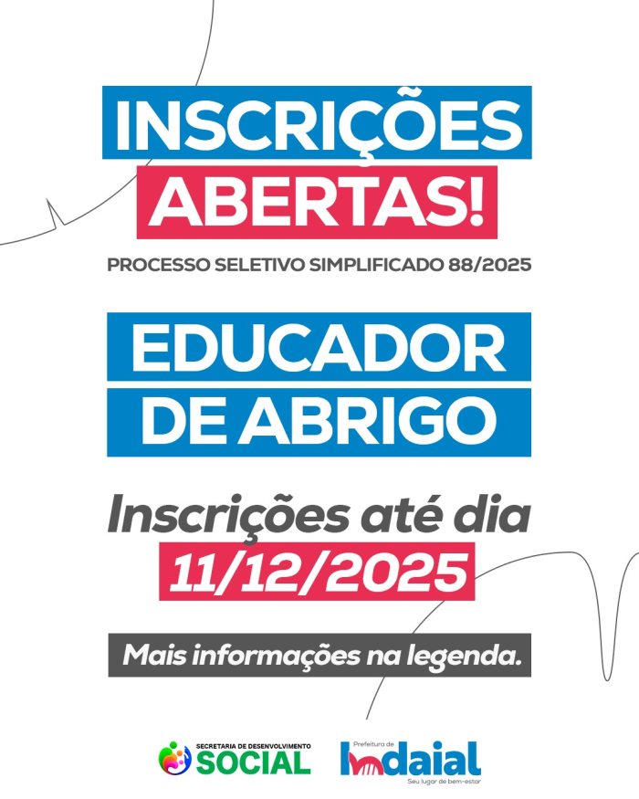 Prefeitura de Indaial abre inscrições para Processo Seletivo para Educador de Abrigo