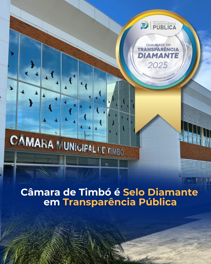 Câmara de Timbó é Selo Diamante em transparência pública