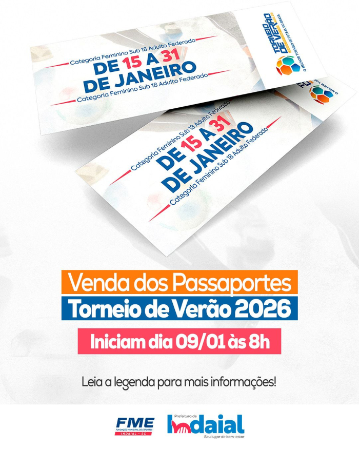 Venda de passaportes do 39º Torneio de Verão de Futsal de Indaial começa nesta sexta-feira (9)