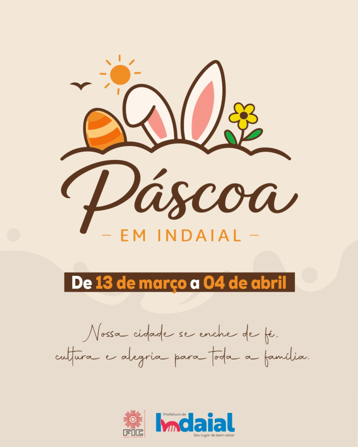 Páscoa em Indaial terá programação cultural, religiosa e atividades para crianças