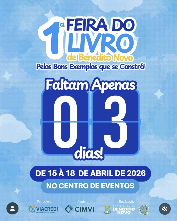 1ª Feira do Livro em benedito Novo inicia essa semana