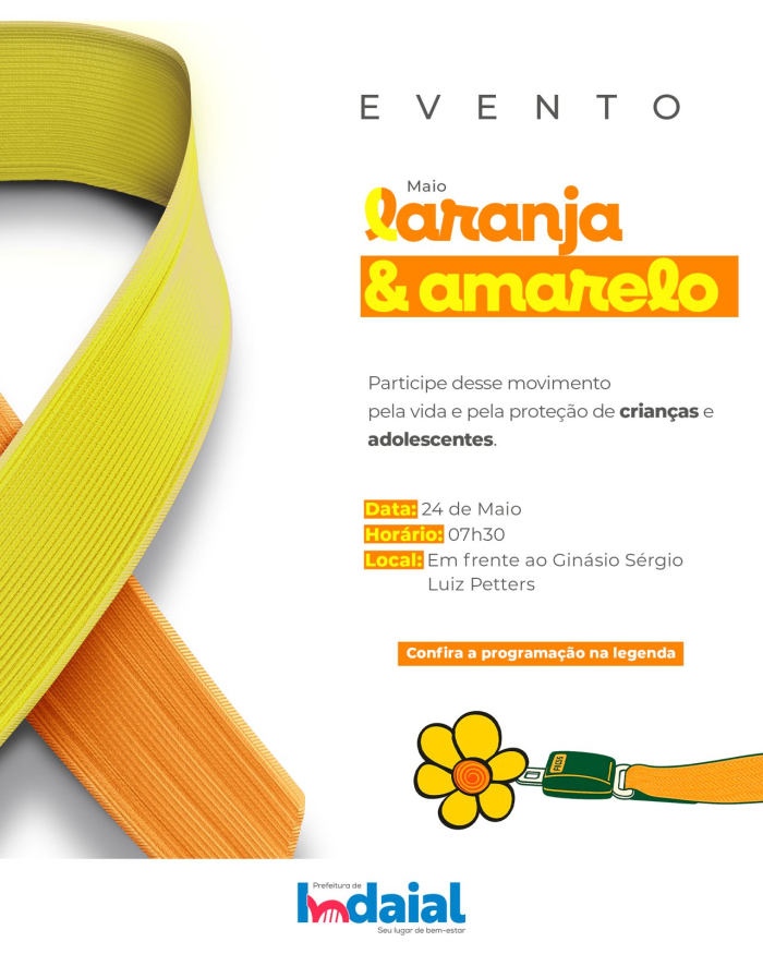 Evento Maio Amarelo & Maio Laranja reforçam campanhas com caminhada e atividades no Ginásio Sérgio Luiz Petters