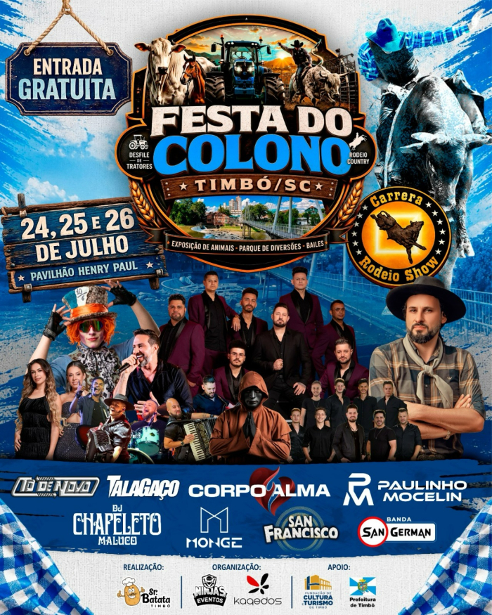 Festa do Colono começa nesta sexta-feira com programação gratuita para toda a família em Timbó Festa do Colono começa nesta sexta-feira com programação gratuita para toda a família em Timbó