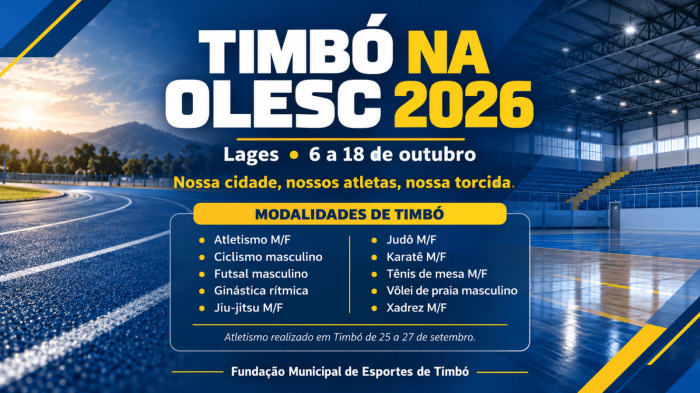 Timbó se prepara para disputar a OLESC 2026 em Lages