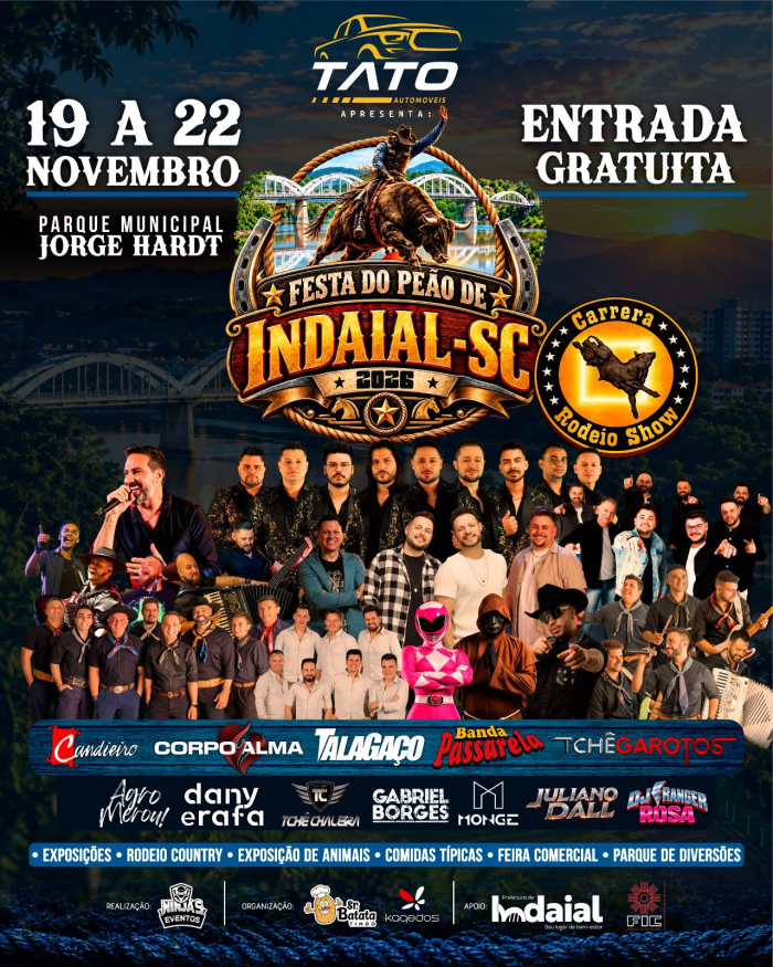Festa do Peão de Indaial será realizada de 19 a 22 de novembro no Parque Jorge Hardt