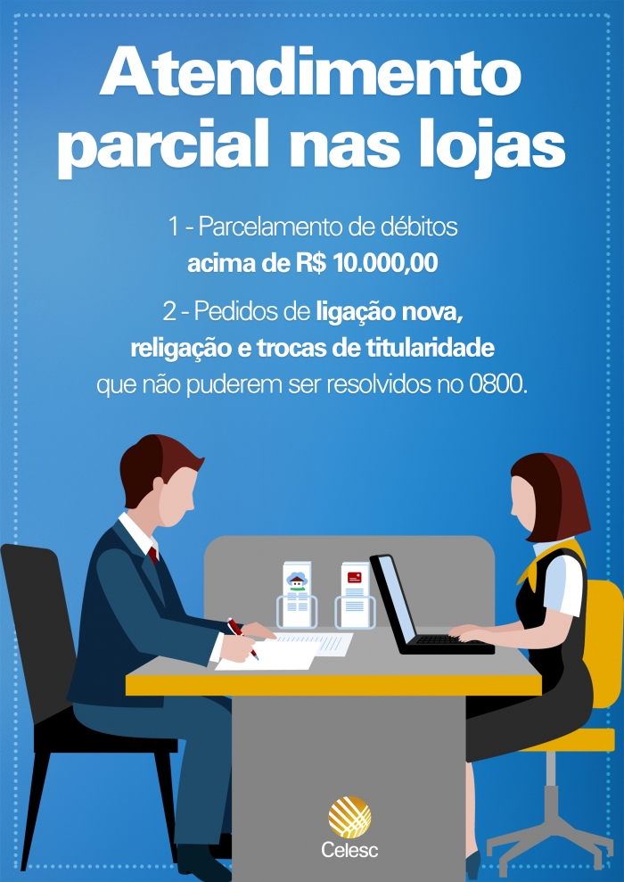Coronavírus: atendimento parcial nas lojas da Celesc