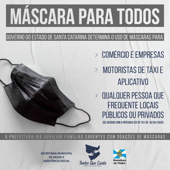 Governo do Estado determina uso de máscaras para todos