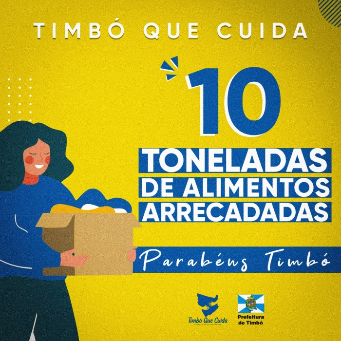 Programa Timbó Que Cuida já recebeu mais de 10 toneladas de doações