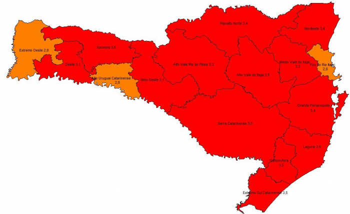 Covid-19: Médio Vale do Itajaí retorna ao risco gravíssimo de contaminação