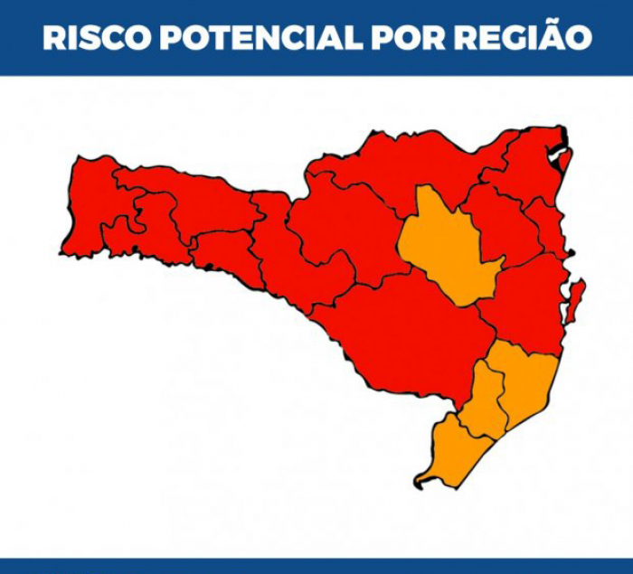 SC tem 12 regiões em risco gravíssimo e quatro em risco grave