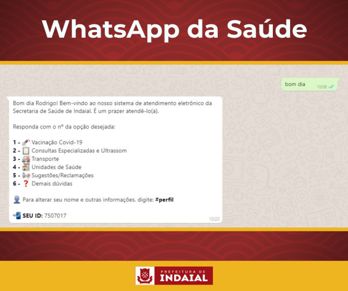 WhatsApp da saúde facilita acesso aos serviços públicos em Indaial