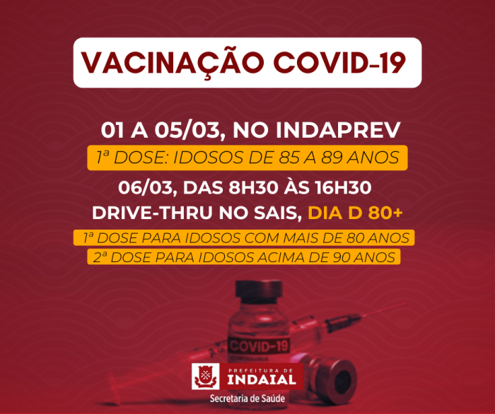 Saúde de Indaial amplia vacinação da Covid-19 para nova faixa etária de idosos