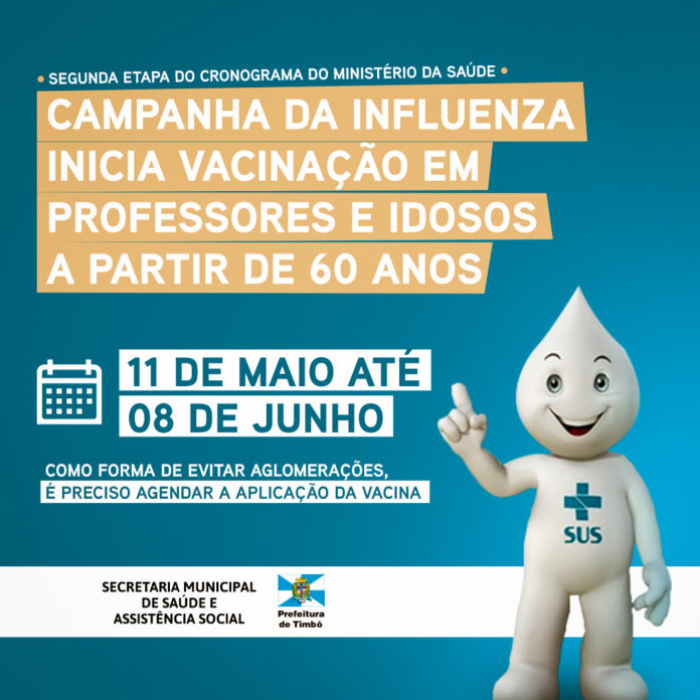 Timbó inicia vacinação da Influenza em professores e idosos a partir de 60 anos na próxima semana