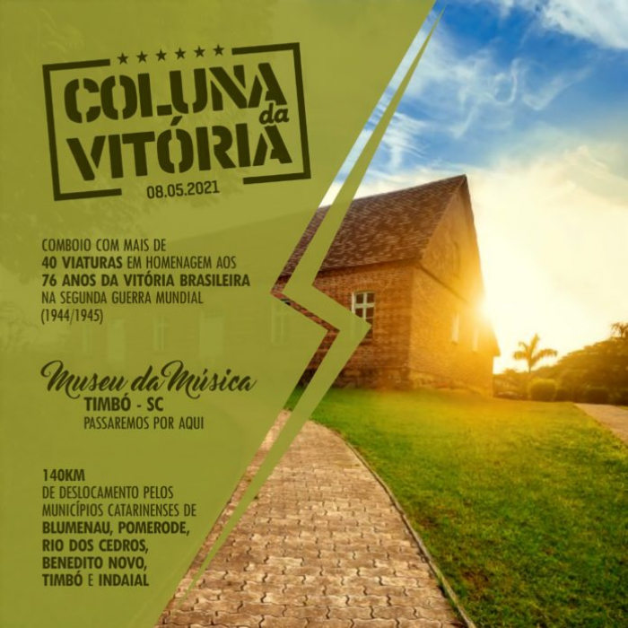 Coluna da Vitória que homenageia a Força Expedicionária Brasileira passará por Timbó