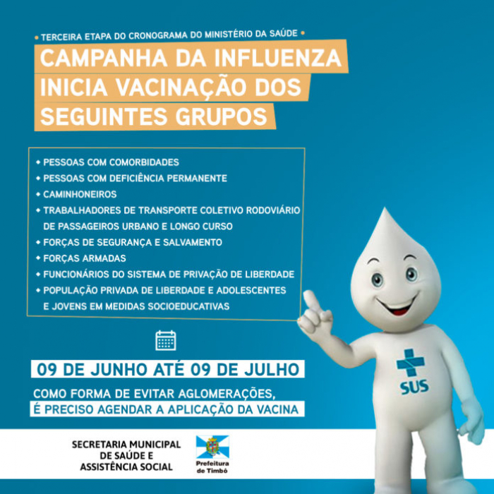 Timbó inicia última etapa de vacinação da Campanha da Influenza nesta quarta-feira