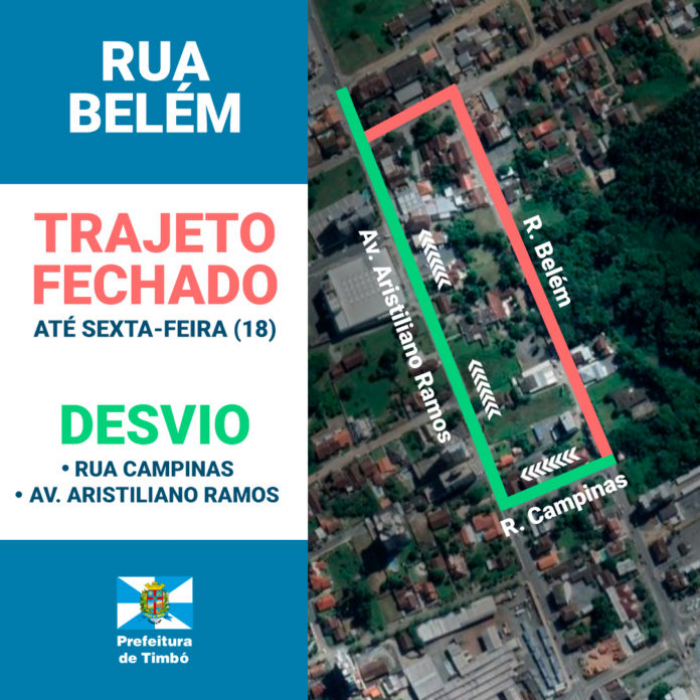 Trânsito na Rua Belém é desviado devido às obras de pavimentação