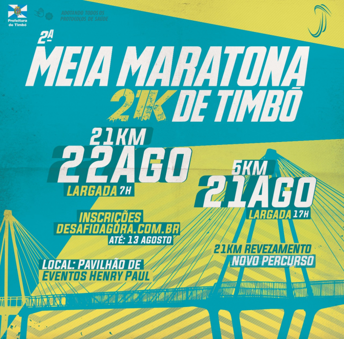 Inscrições abertas para a 2ª Meia Maratona de Timbó