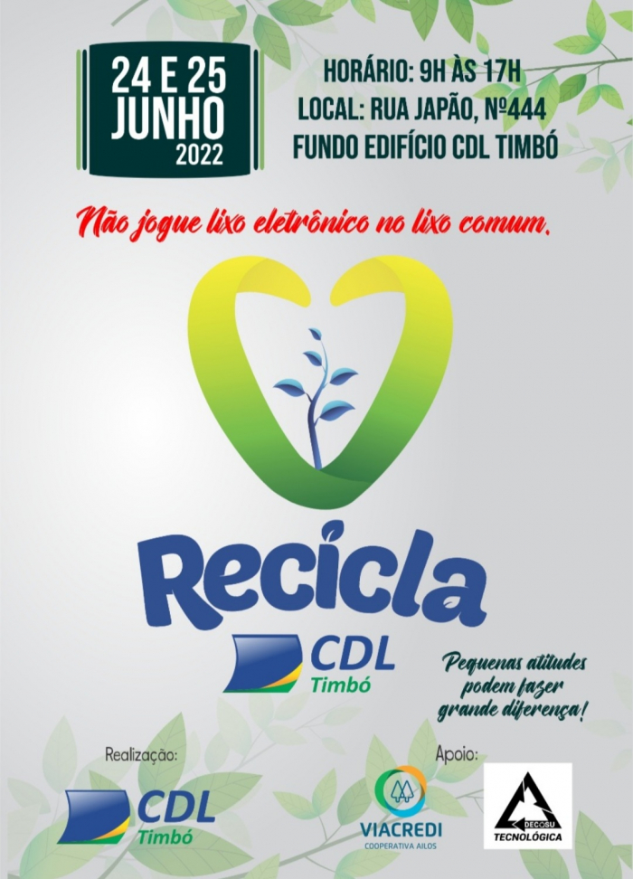 Nesta sexta e sábado acontece o Recicla CDL Timbó 2022