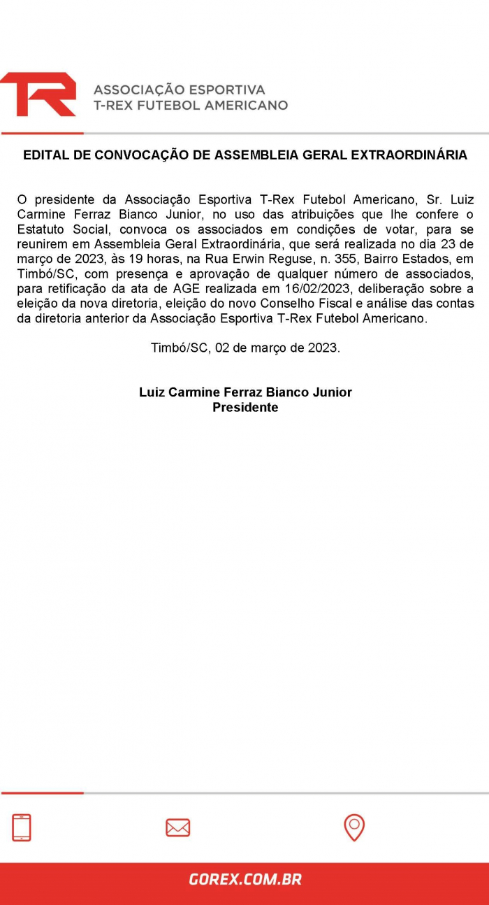 EDITAL DE CONVOCAÇÃO DE ASSEMBLEIA GERAL EXTRAORDINÁRIA