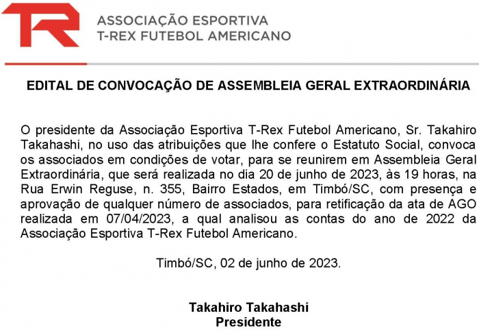 EDITAL DE CONVOCAÇÃO DE ASSEMBLEIA GERAL EXTRAORDINÁRIA