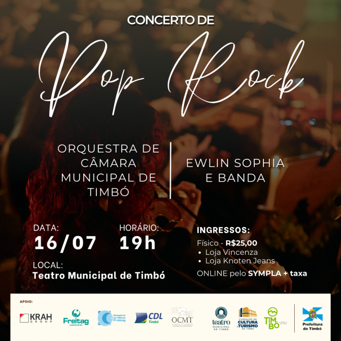 Orquestra de Timbó promove Concerto Pop Rock no Teatro Municipal