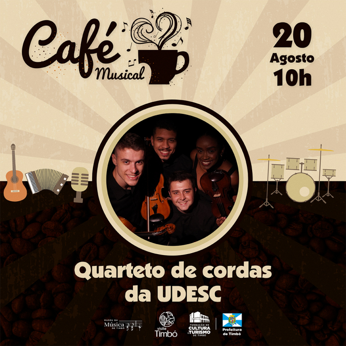 Café Musical com Quarteto de Cordas da UDESC é neste domingo