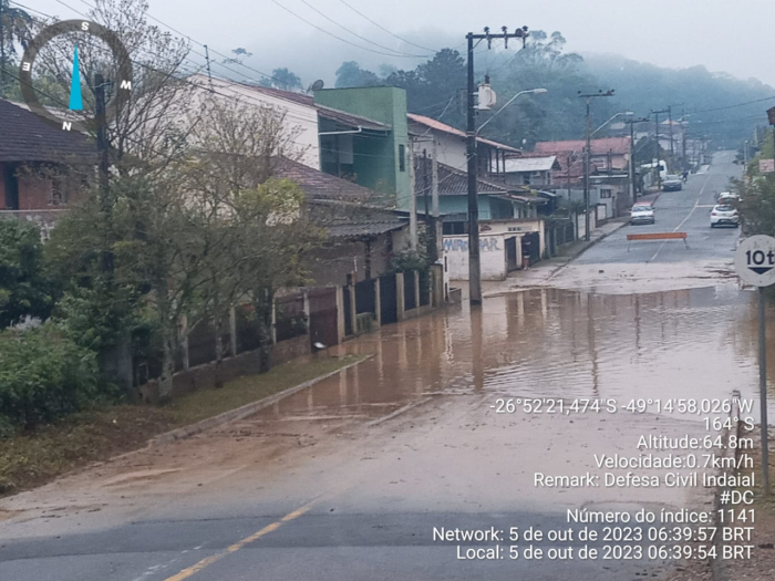 Defesa Civil de Indaial contabiliza ocorrências devido às fortes chuvas