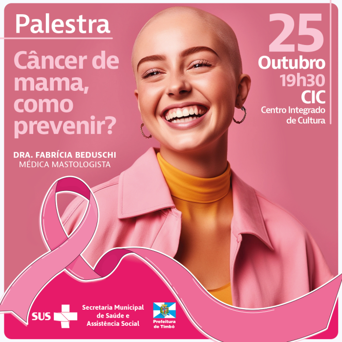 Palestra sobre prevenção ao câncer de mama é nesta quarta-feira em Timbó